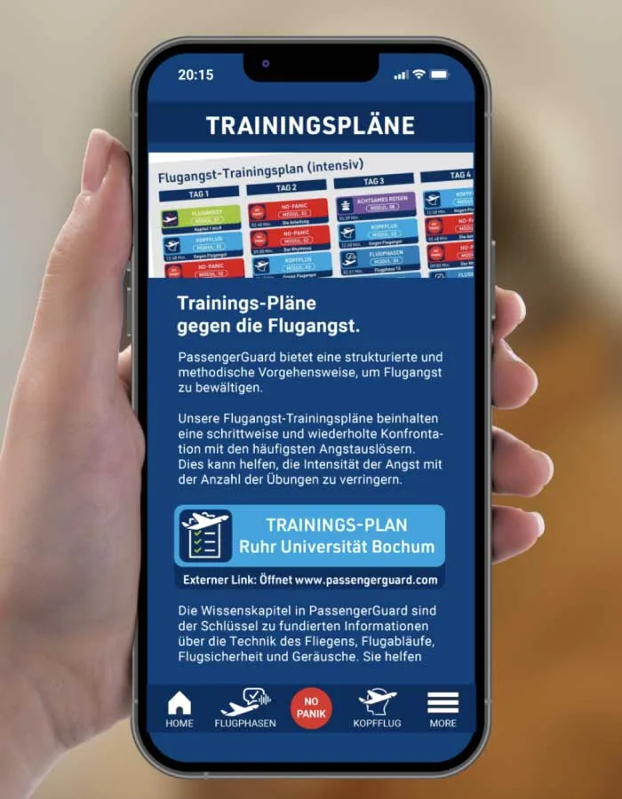 PassengerGuard Trainingsplan auf dem Smartphone